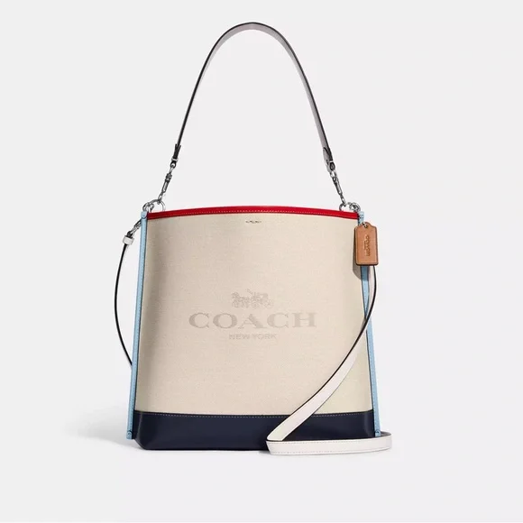 NWT Coach Mollie Bucket Crossbody Bag Colorblock Canvas Natural Multi CA201 - Picture 8 of 10